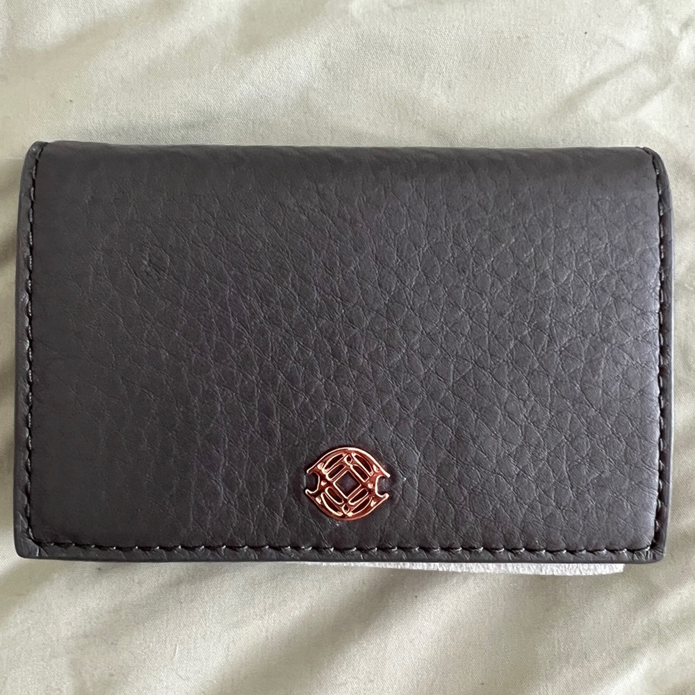 Dagne Dover graphite leather card wallet NWT